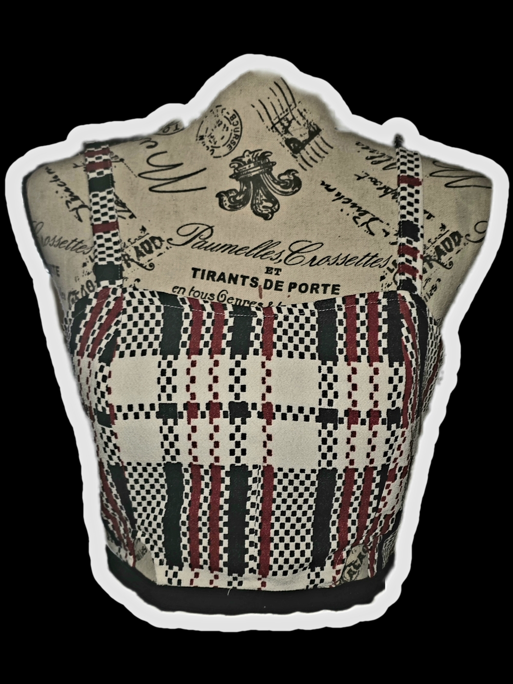 Forever 21 Cream, Black & Red Plaid Crop Top